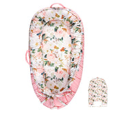 DILIMI pink floral baby lounger cover closeup shows soft cotton texture for comfort