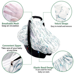 DILIMI car seat cover green leaf full protection shields from wind, light, and curious eyes.