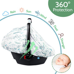 DILIMI car seat cover green leaf mesh peep window enhances airflow while peeking at baby.