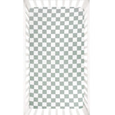 DILIMI fitted crib sheet in green checkered pattern, soft for baby sleep