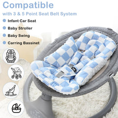 DILIMI head and strap pads provide gentle cushioning for little heads and secure straps.