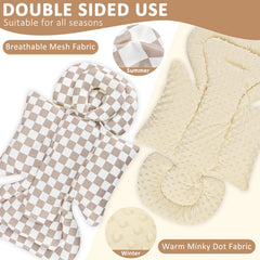 Two-sided fabric offers year-round comfort with breathable mesh and soft minky dot.