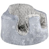 DILIMI Minky seat cover with dinosaur pattern protects the Bumbo seat and adds warmth.