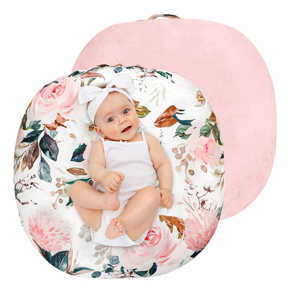 DILIMI newborn lounger cover with floral pink pattern for soft comfort.