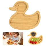 DinePlay duck-design bamboo kids plate encourages self-feeding with a cheerful, kid-friendly look.