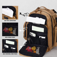 Dinictis Dad Diaper Bag MOLLE webbing for detachable pouches and quick access