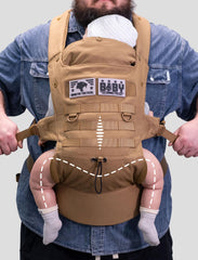 DINICTIS Tactical carrier, side view, evenly distributing weight for comfort on long outings.