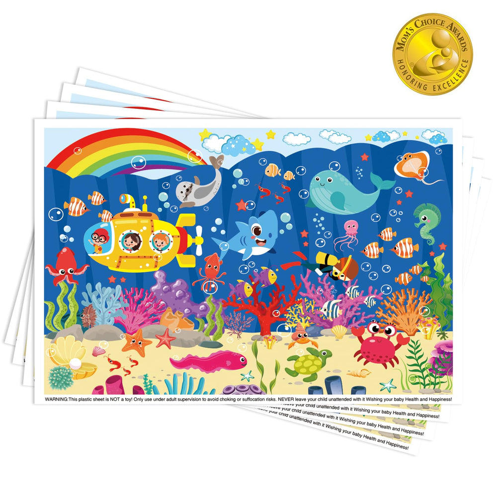 DINSUMRUG Ocean placemats in a 60-pack layout for easy cleanup and mess control