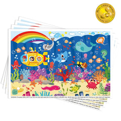 DINSUMRUG Ocean placemats in a 60-pack layout for easy cleanup and mess control