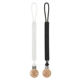 Dirbabi pacifier clip white-black BPA-free silicone close-up