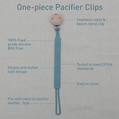 Dirbabi pacifier clip white-black stainless steel and beech detail