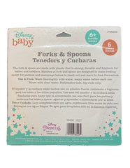 Disney Baby Princess cutlery close-up highlighting BPA-free pink plastic design.