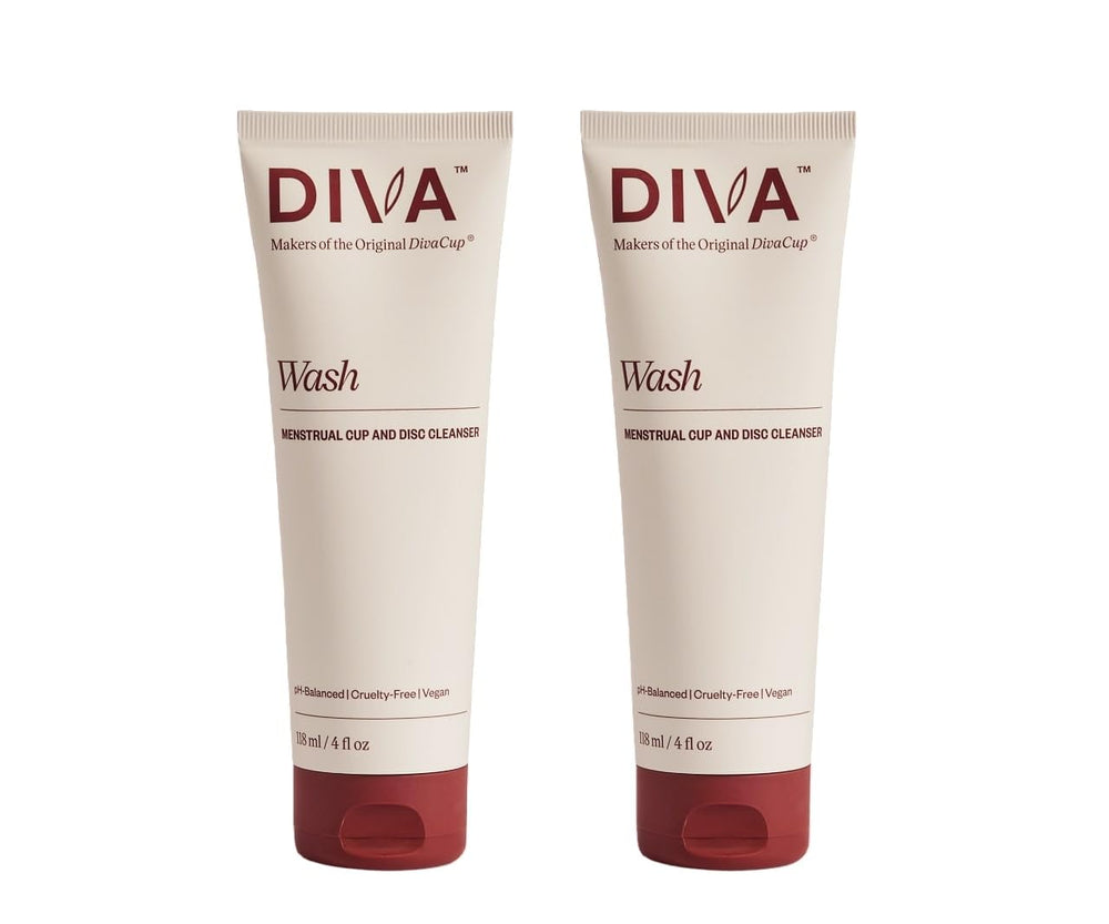 DIVA Wash 2-pack bundle closeup emphasizing gentle, plant-based cleansing for cups.