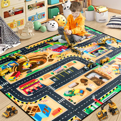 Diysani Kids construction-site rug with non-slip backing for safe indoor play