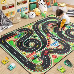 Diysani Race Track Rug with realistic 3D route for imaginative play.