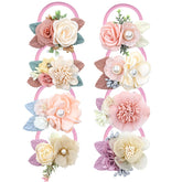 Dizila flower hair tie with pink pearl detail for delicate toddler hairstyles