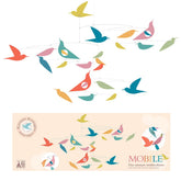 DJECO Colorful Bird Mobile with vibrant birds over nursery decor.