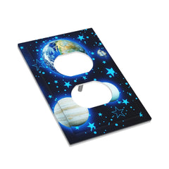 DJTRRF Blue Stars Planet 1-Gang Toggle wall plate provides easy cleaning and glossy shine.