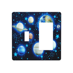 DJTRRF Blue Stars Planet faceplate installed in a modern living room