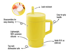 DLOCCOLD miniature tumbler with handle for easy grip during on-the-go use.