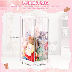 DOCEPERT space-saving corner storage in a playroom keeps plush toys neatly stacked.