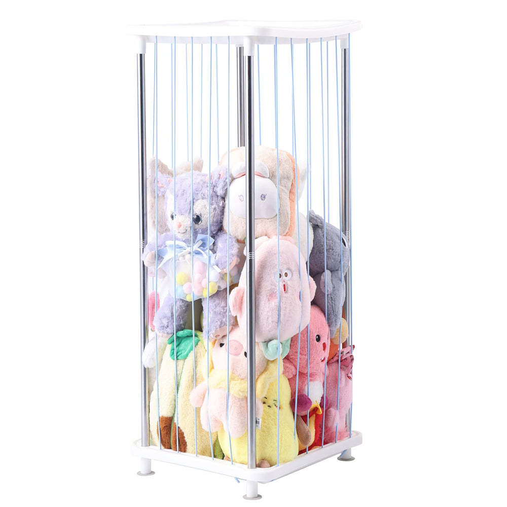 DOCEPERT stuffed animal storage blue rack for tidy plush toy organization in kids' rooms.