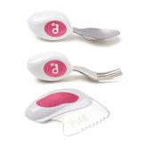 Doddl ergonomic fork for toddlers supporting independent eating with safe stainless steel.