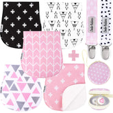 Dodo Babies pink-pattern burp cloth for gentle shoulder protection and spills