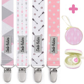 Dodo Babies pacifier clip close-up with secure loop for quick attachment.