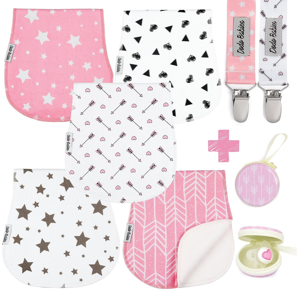 Dodo Babies burp cloths pastel set with soft cotton front for gentle skin contact