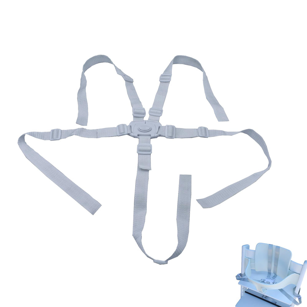 Dogxiong white 5-point harness seat belt secures a child in strollers and high chairs.