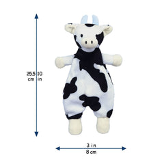 Doindute cow with embroidered eyes and nose offers safe, soft cuddling.