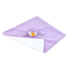 Doindute penguin lovie close-up shows embroidered eyes for safe cuddling