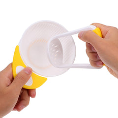 Green and yellow bowls highlight safe PP materials for clean, baby-friendly meals.