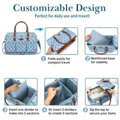 DOKUS & CO Luxe Diaper Caddy Tote open compartments showing organized essentials at a glance.