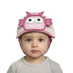 Domayllay Dino Light Pink helmet front view with breathable heart vents.