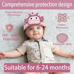 Domayllay Dino Light Pink helmet vent design keeps heads cool during play.