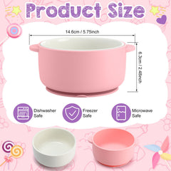 Domensi kids porcelain bowls with purple suction sleeve for stable feeding