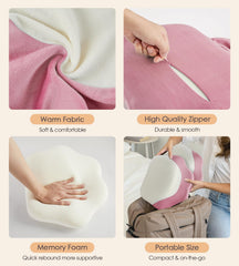 Compact DONAMA pillow fits beds or car seats for on-the-go relief.