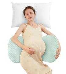 DONAMA memory foam pregnancy pillow curved wedge supports back and hips.