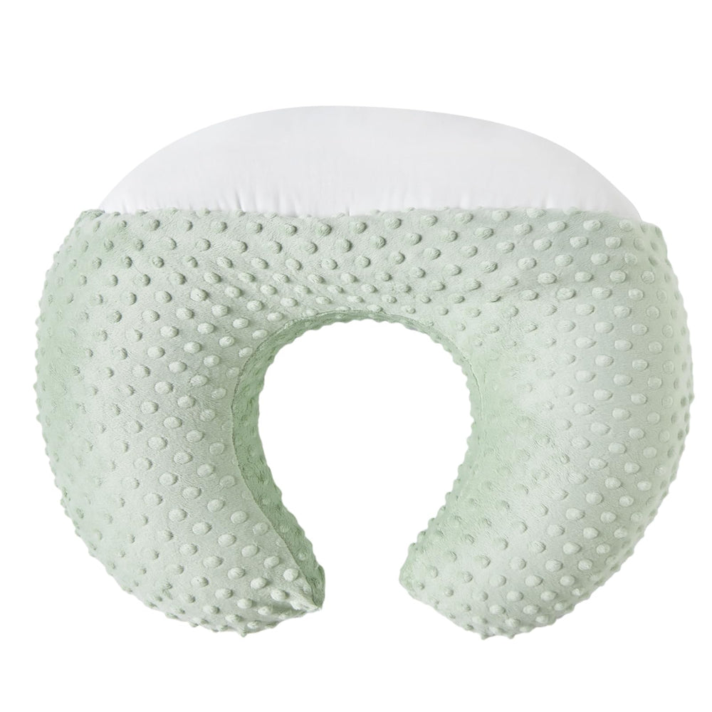 DONOMILO nursing pillow shows ergonomic feeding position for mom and baby during breastfeeding