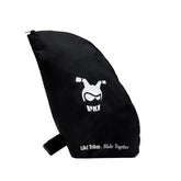 DOONA Liki premium storage bag attached to parent handle for quick access on rides.