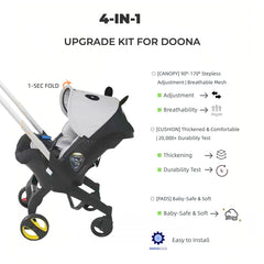 Doona seat cushion close-up, extra comfort on longer outings.