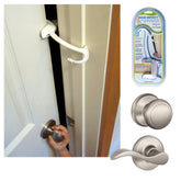 Door Monkey edge clamp demonstrates tool-free installation on a door edge.