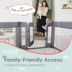 Deep gray Dora dotey playpen blends into home decor while containing playtime.