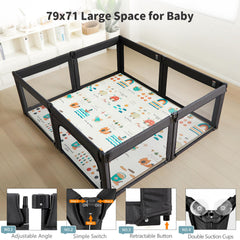 Doradotey 79x71 large play area supports confident movement.