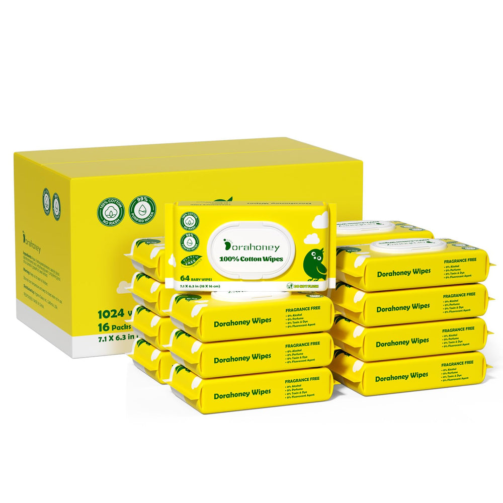 DORAHONEY baby wipes with flip-top pack for one-wipe dispensing on the go