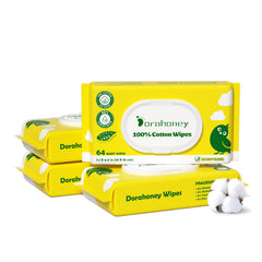 DORAHONEY 100% USA cotton baby wipes offer gentle cleansing for delicate skin.