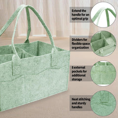 Dorcy diaper organizer bag with removable dividers for customizable compartments.