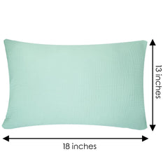 Dormlony envelope design closeup demonstrating easy back flap for quick pillow changes.